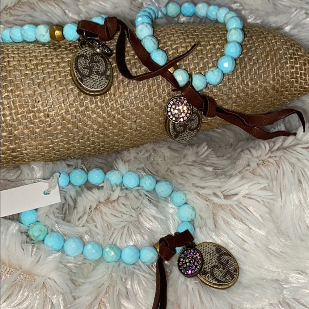 NWT Robin’s Egg Blue Elastic Beaded Bracelet